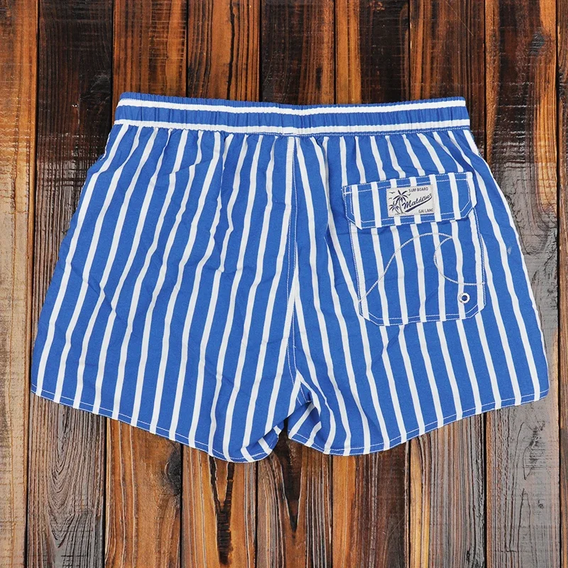 Men Clothing 2023 Beach Pants Men's Beach Vacation White Striped Shorts Hot Spring Swimming Trunks with Lining