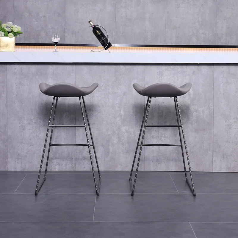 Industrial Leather Bar Stool Minimalistic High Quality Metal Modern Nordic Chair Leather Comfortable Taburete Alto Furniture