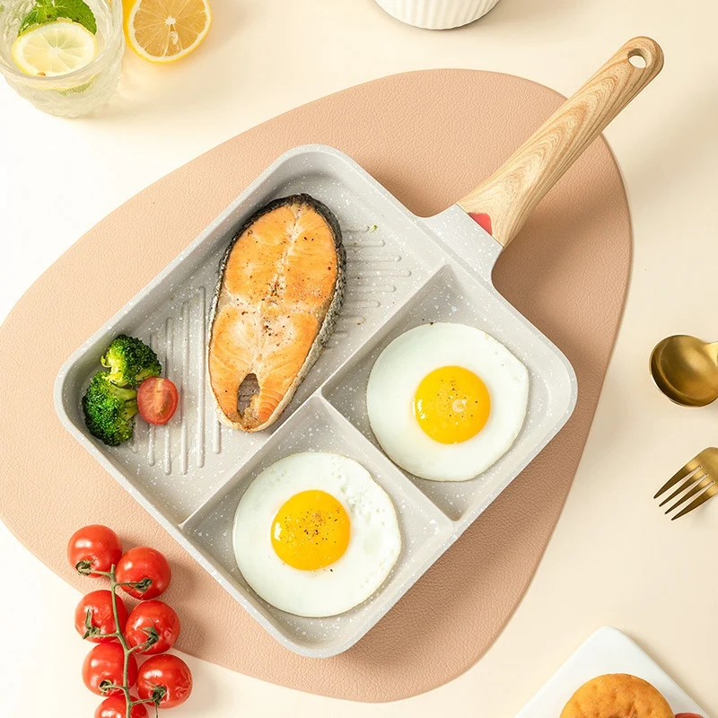 Poêle à frire multi-usages en alliage d'aluminium, poêle à œufs frits, poêle à steak, durable