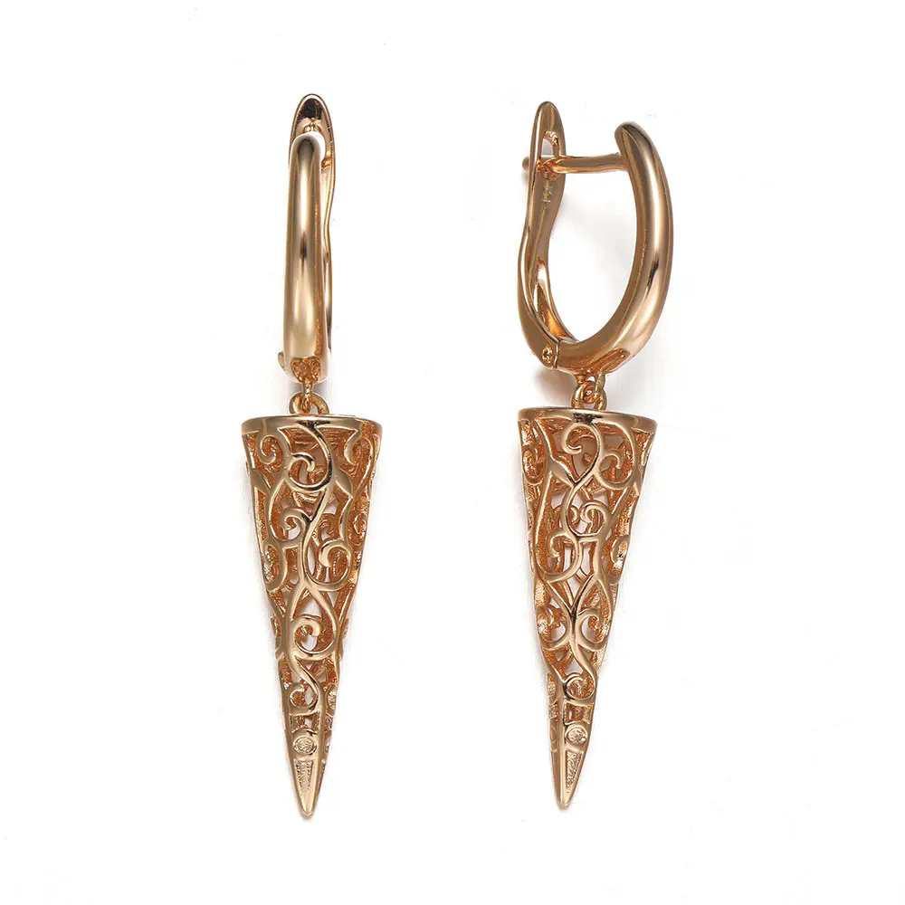 Hollowed-Out Conical Long Pendant Earrings Unique Hollowed-Out Engraved Pattern Earrings For Women Personalized Jewelry Gift