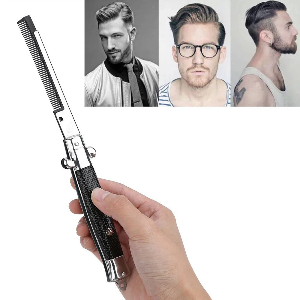 1Pc Folding Spring Comb Mens Womens Beauty Handmade Folding Pocket Clip Hair Moustache Beard Comb For Barbershop Pet Modelling