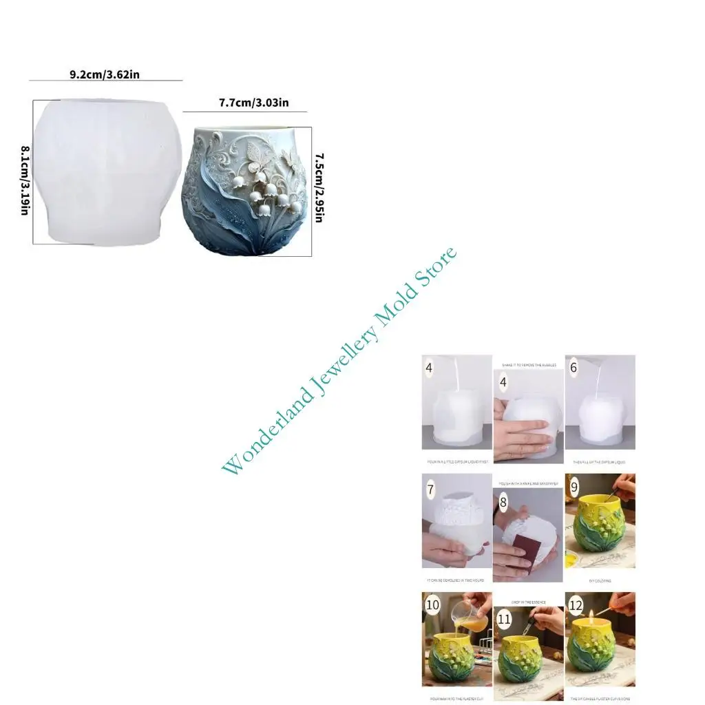 

H7EB Versatile Silicone Floral Butterfly Mold For Cement Resin Flowerpots Crafting Tools