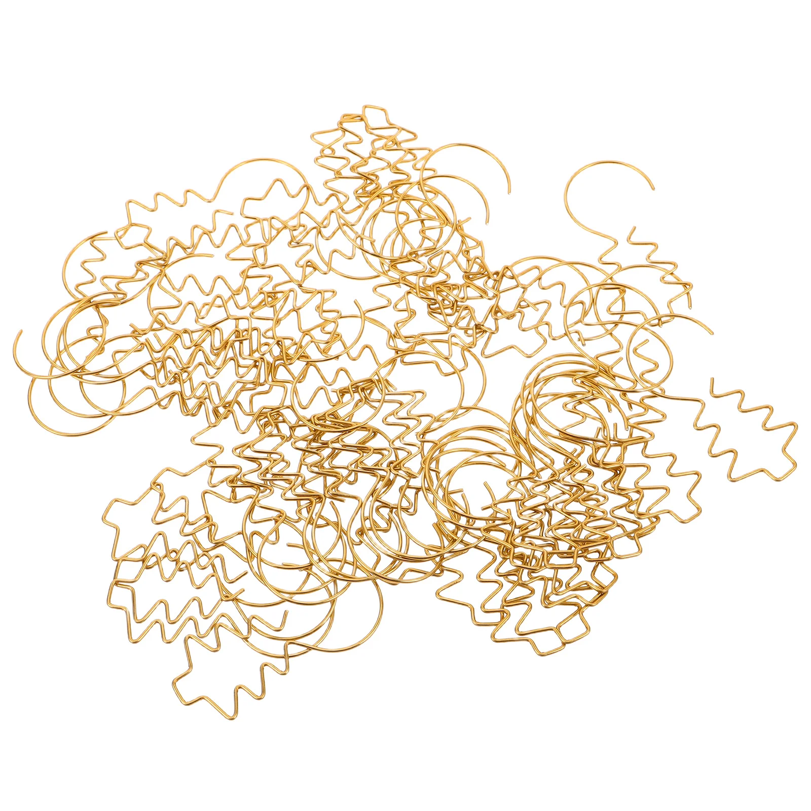 

100Pcs Christmas Tree Ornament Hooks Gold Metal Wire Hangers Reusable Spiral Mini Ornament Hooks Holiday Display