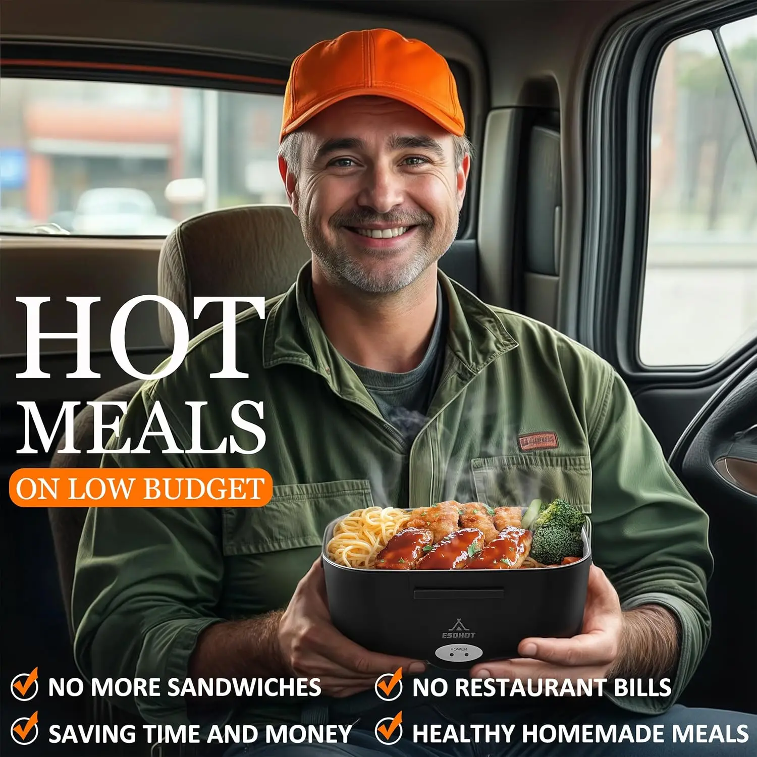 صندوق غداء كهربائي 80 وات صندوق غداء ساخن للبالغين، 1.5 لتر 12/24/110 فولت صندوق غداء لتدفئة الطعام للسيارة/الشاحنة/المكتب (2 * 1.5 لتر)