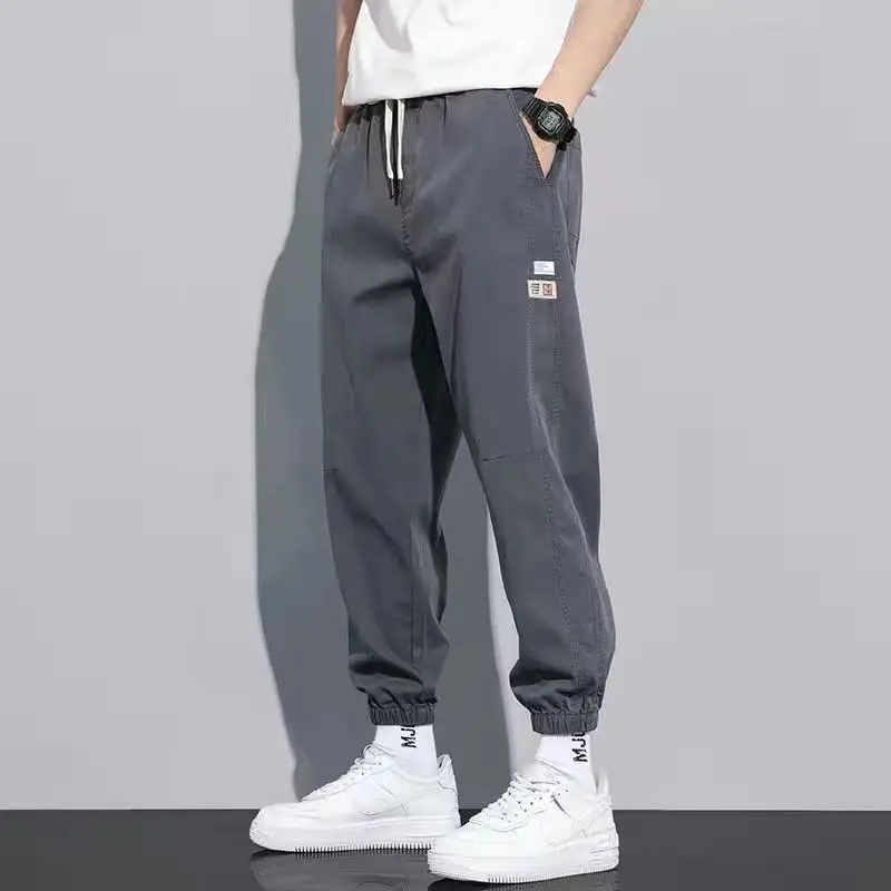 

Korean Style Solid Color Haren Pants For Men High Street Loose Trousers Casual Joggers Hip Hop Drawstring Sweatpants 2023 Spring