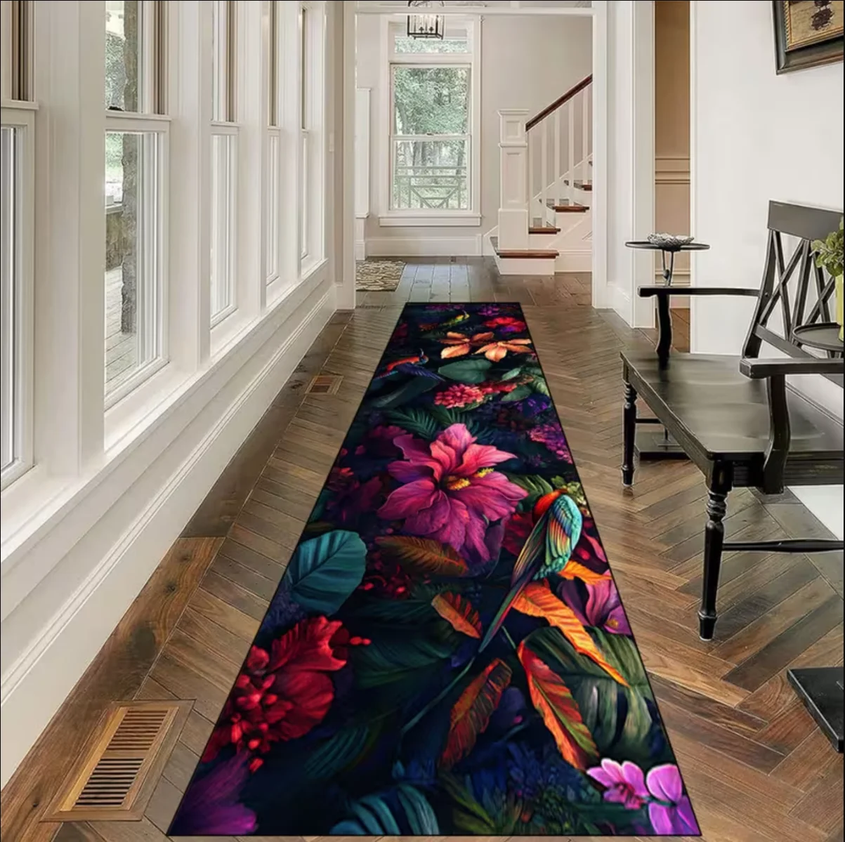 Tropical Hibiscus Flower Kitchen Runner Rug 2026 Boho Floral Decor Non-Slip Washable Carpet Soft Hallway Mat