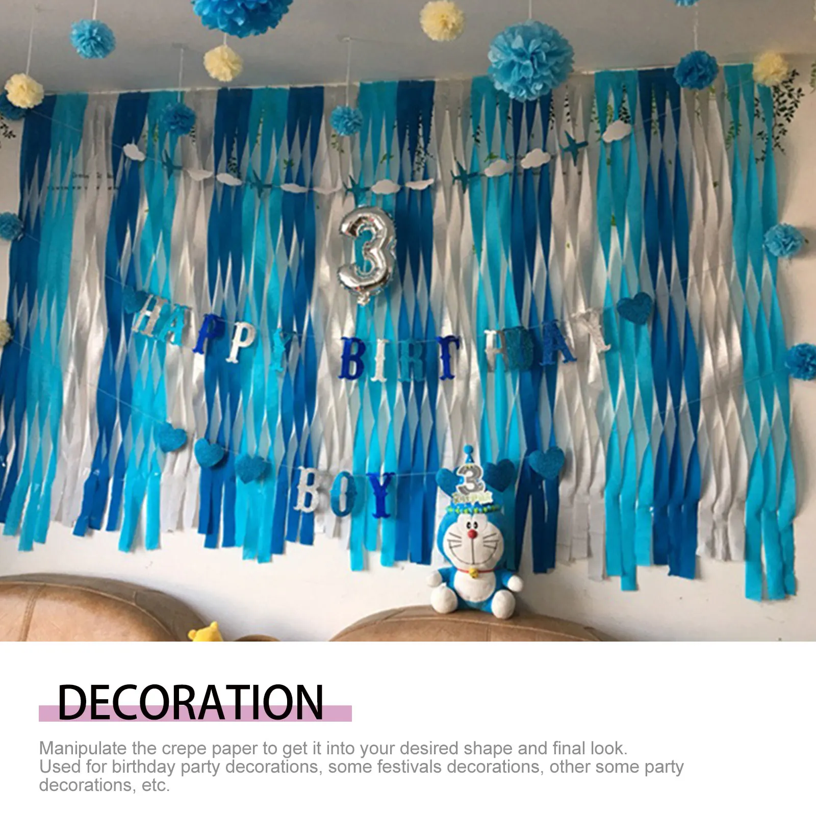 

12 Rolls Crepe Paper Streamers Wedding Decor Party Banner Decorative Ribbon Foldable Hangable Multifunctional Birthday Festival