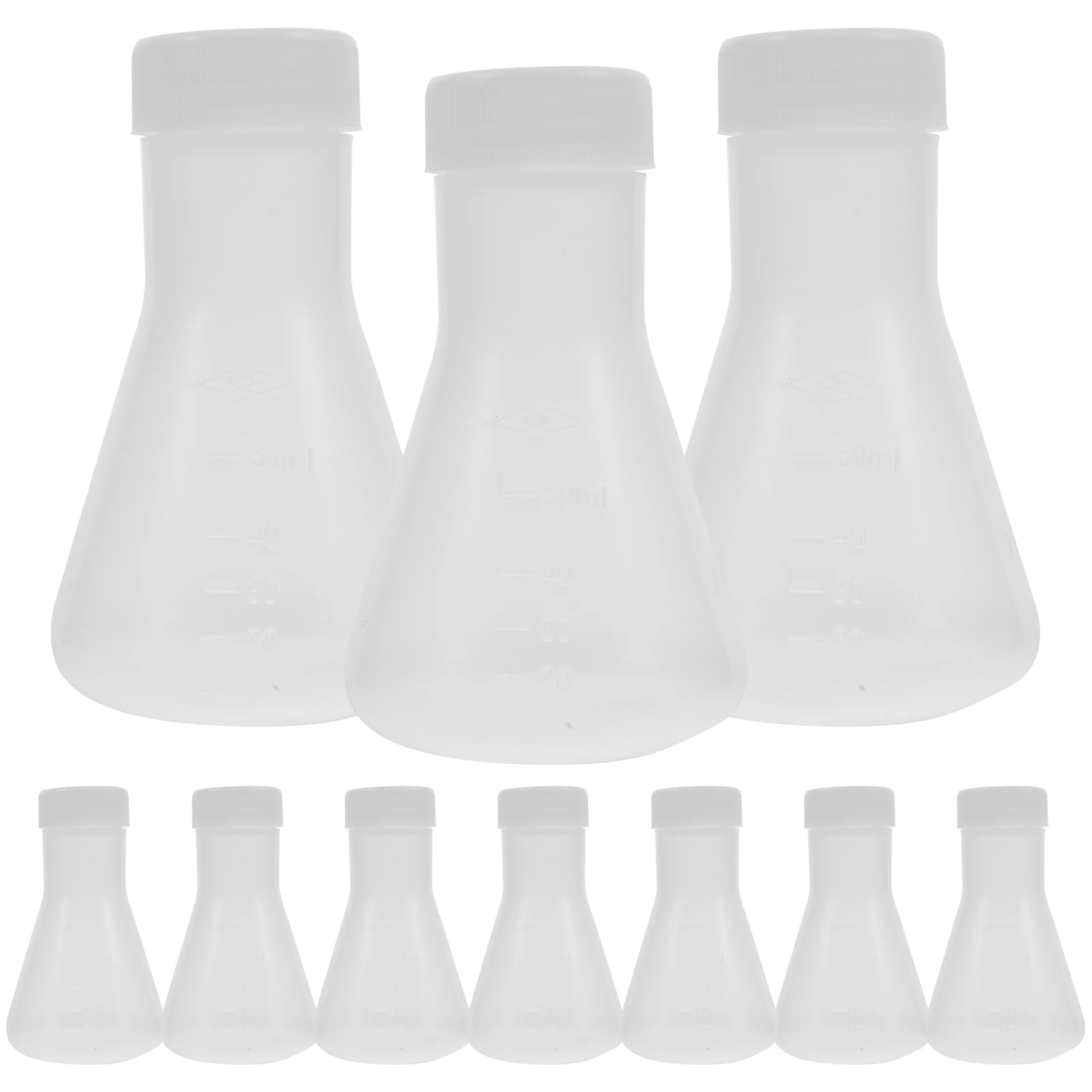 

10Pcs Clear Scale Precise Measurement Plastic Flask for Educational Chemistry Labs Conical PP Flask Experiment Supply