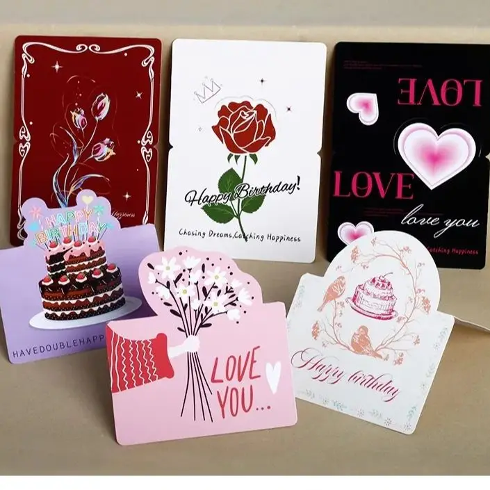 Blessing Card 3D  three -dimensional Folding Birthday Card Six styles Romantic expression of love Handwritten blessing