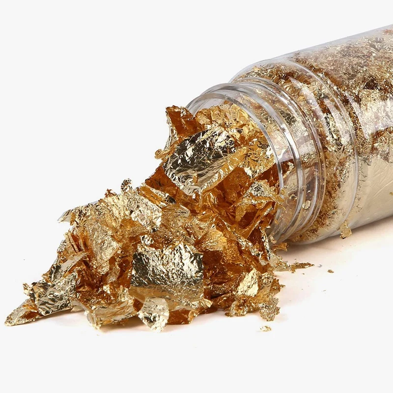 Gold Foil Flakes For Resin Tray Molds,6 Bottles Metallic Foil Flakes For Painting Arts And Crafts,Nail Art image 2