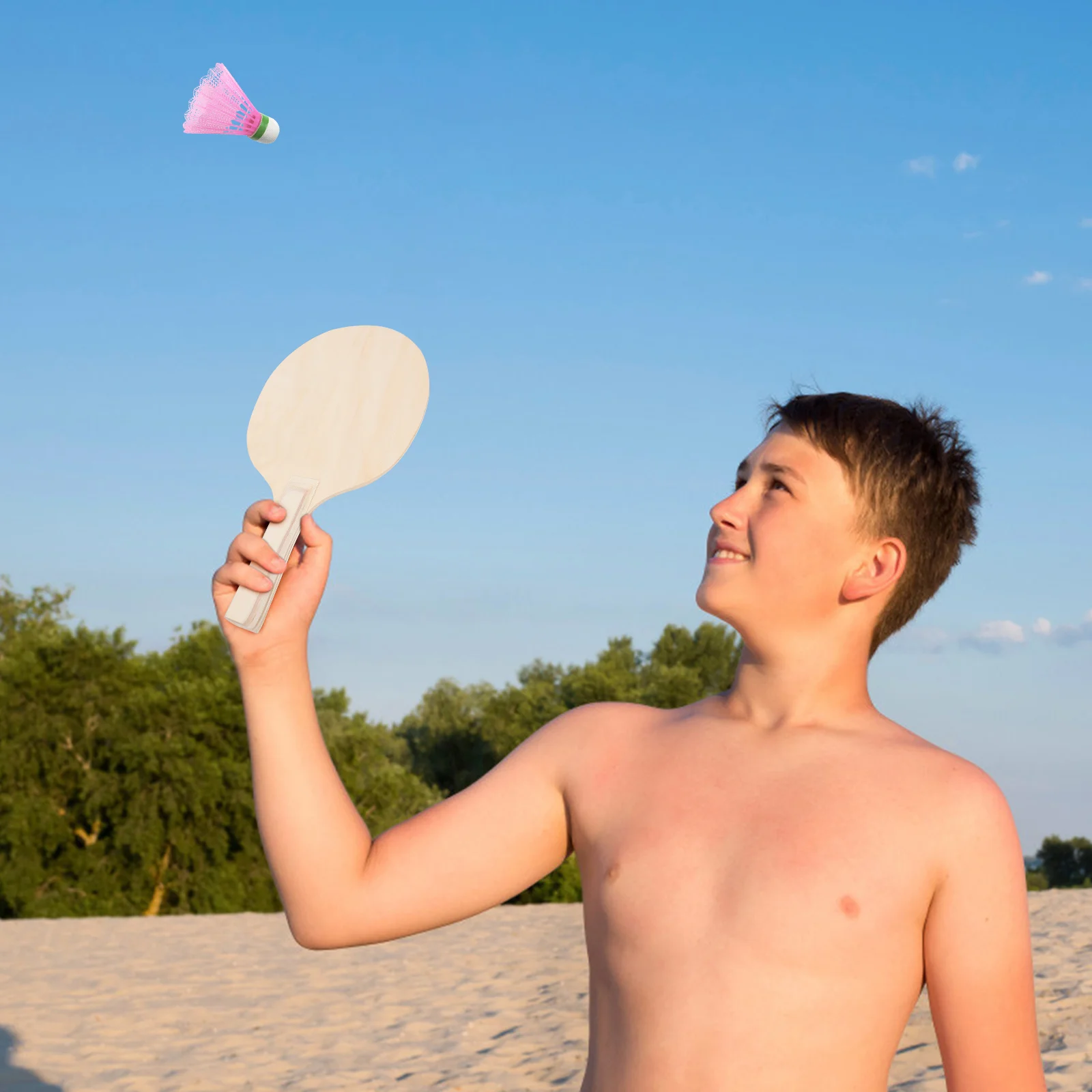 Raqueta de bádminton, pelota de playa sin pintar, juguete de tenis, raquetas de mesa, 4 Uds.