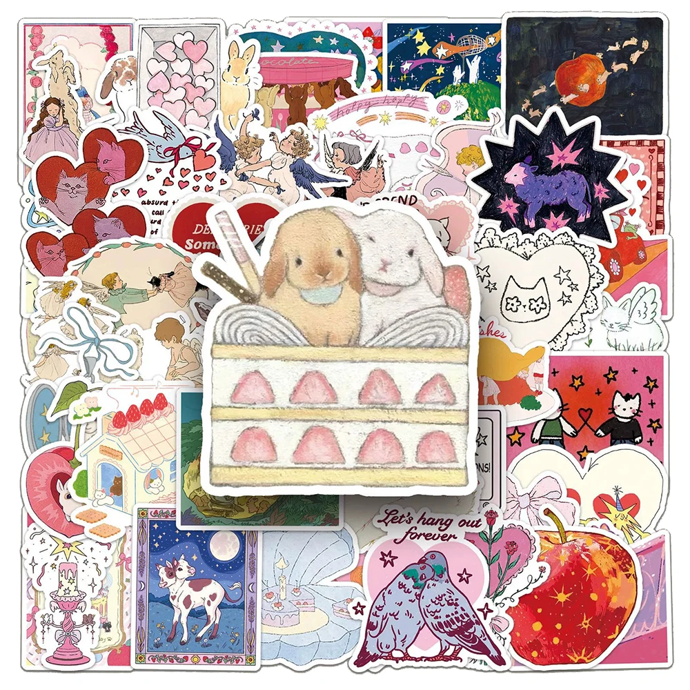 

10/30/50pcs Cute Ins Style Retro Fairy Tale Stickers Aesthetic Art Graffiti Decals Luggage Phone Scrapbook Cartoon Sticker Decor
