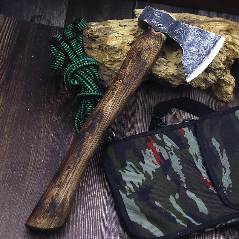 Outdoor high carbon steel forged hand axe High hardness breaking wood chopping tree field camping axe sharp woodworking axe