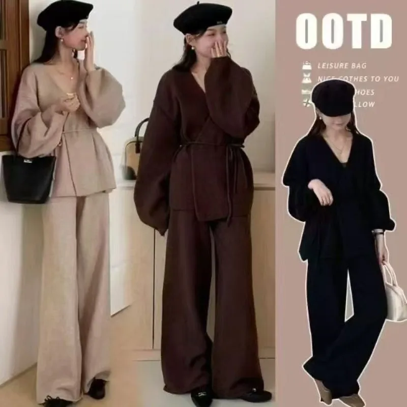 Sweater Set Two-piece Temperament High-end Outer Wear Versatile Explosion Light Luxury Royal Sister Sweater Set Women's Autumn