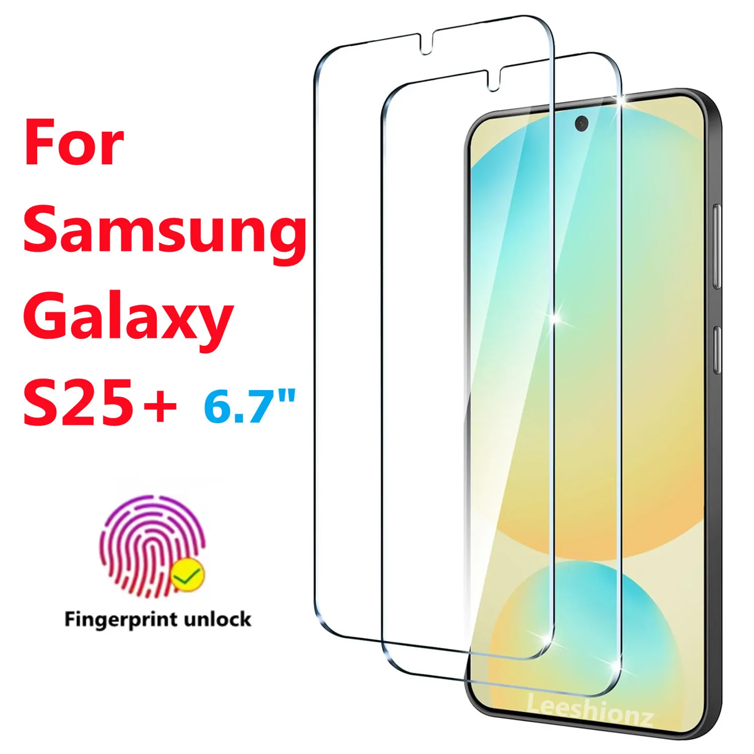 لهاتف Samsung Galaxy S25+ طبقة حماية لفتح بصمة الإصبع من الزجاج المقسى، مقاومة للخدش وخالية من الفقاعات