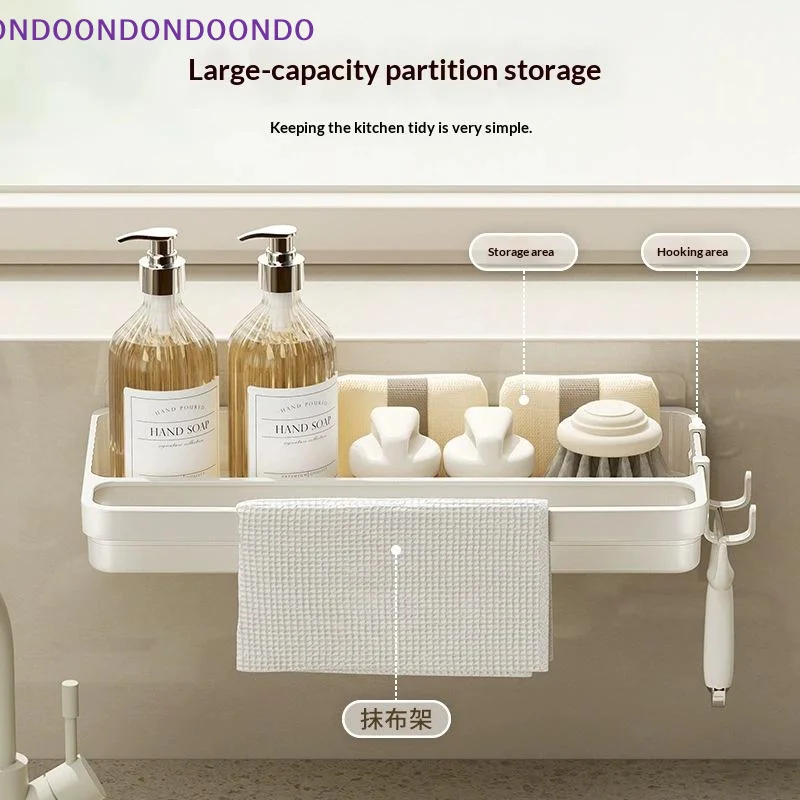 Dishwashing Utensil Rack With Hanging Hooks 2 Tier Large Capacity Kitchen Storage Shelf for Dishware Cleaning Tools