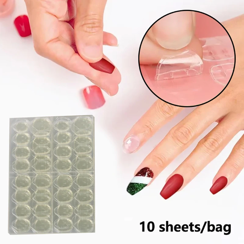 300Pcs Double-Sided Nail Adhesive Stickers Waterproof Breathable Transparent False Nail Glue Sticker Jelly Nail Tips DIY Tools