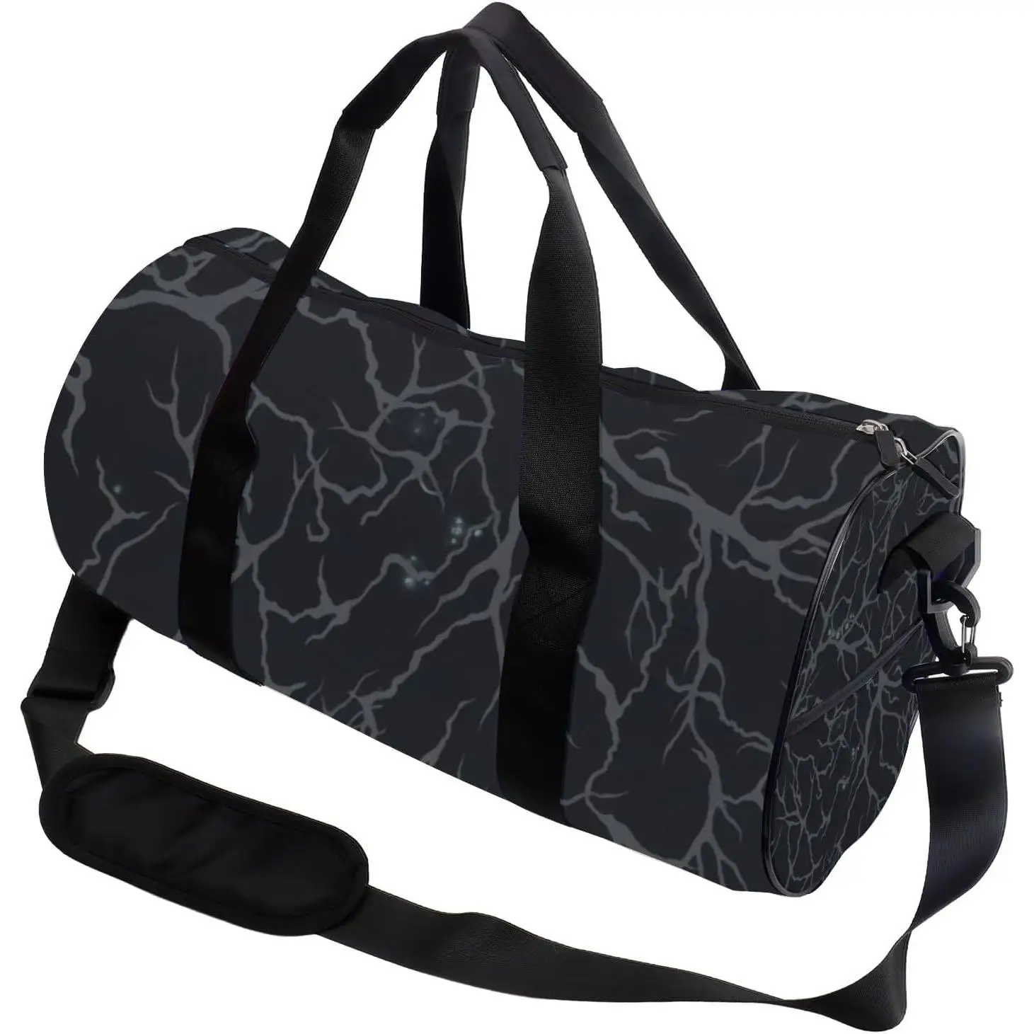 Charcoal Cracked Texture Foldable Foldable Duffle Bag For Travel Tote Bags Adjustable Shoulder Strap Convertible Carry Backpack