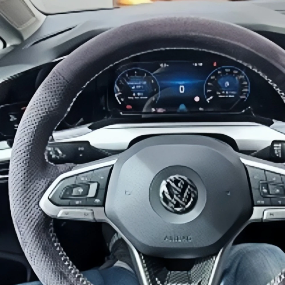 Custom Anti-Slip Suede Leather Car Steering Wheel Cover For Volkswagen VW Golf 8 2020 Atlas 2020 2021 2022 Avant Steering Wrap