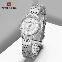 NAVIFORCE Brand Women's Watch Luxury Fashion Stainless Steel Wristwatch Couple Waterproof Clock for Lovers Relogio Feminino 2023