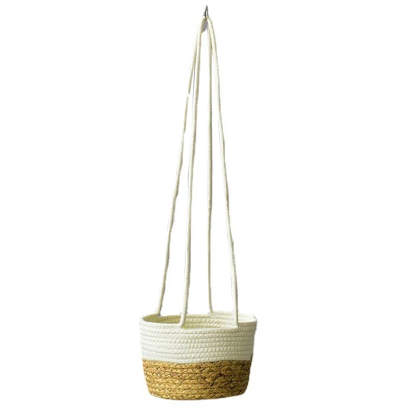 

Straw Hanging Basket Flower Pot Decoration Cotton Rope Woven Round Hanging Basket Flower Stand Flower Basket