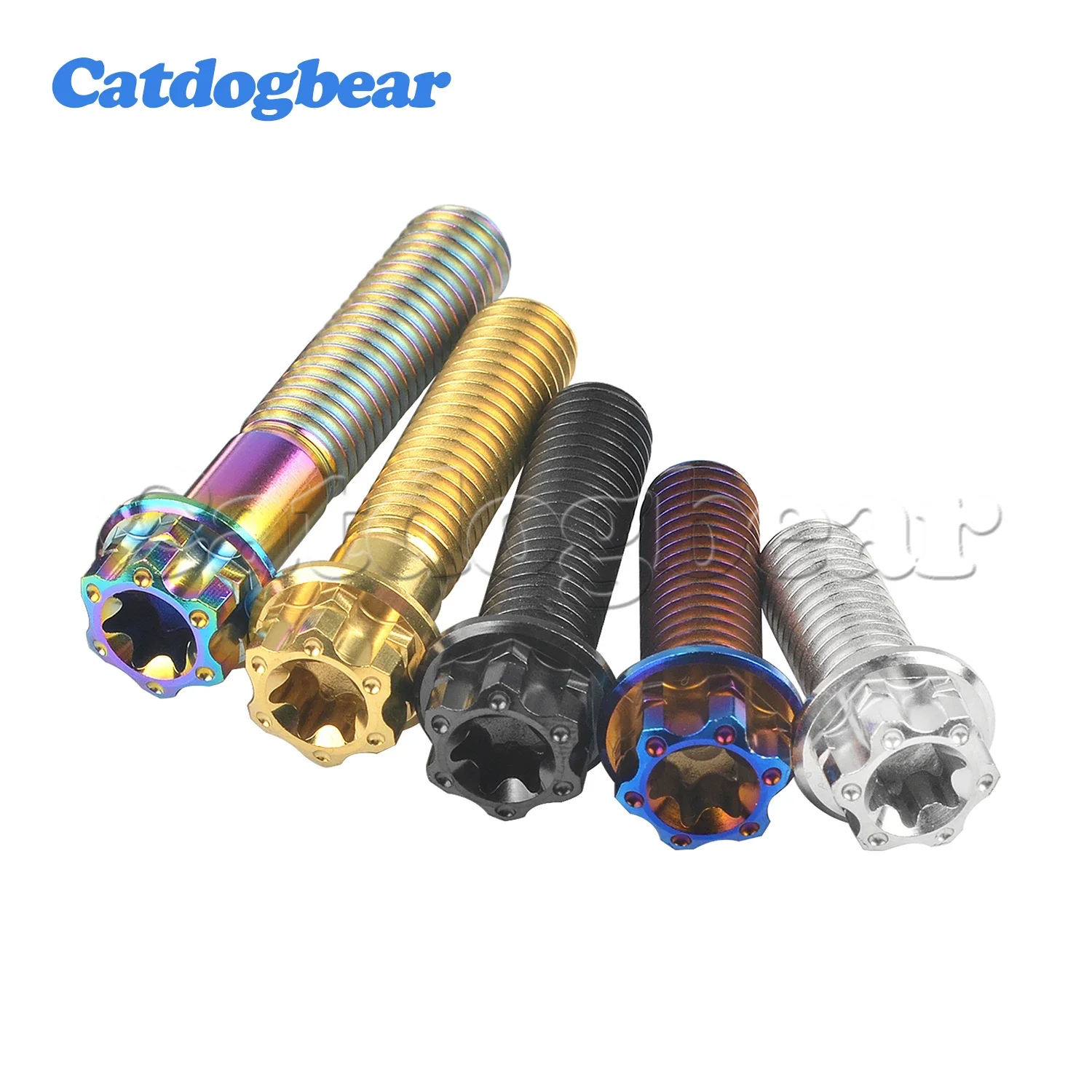 Catdogbear 4PCS Titanium Bolts M8X20 25 30 35 40 45 50 55mm Torx Flange for Motor Bike Disc Brake