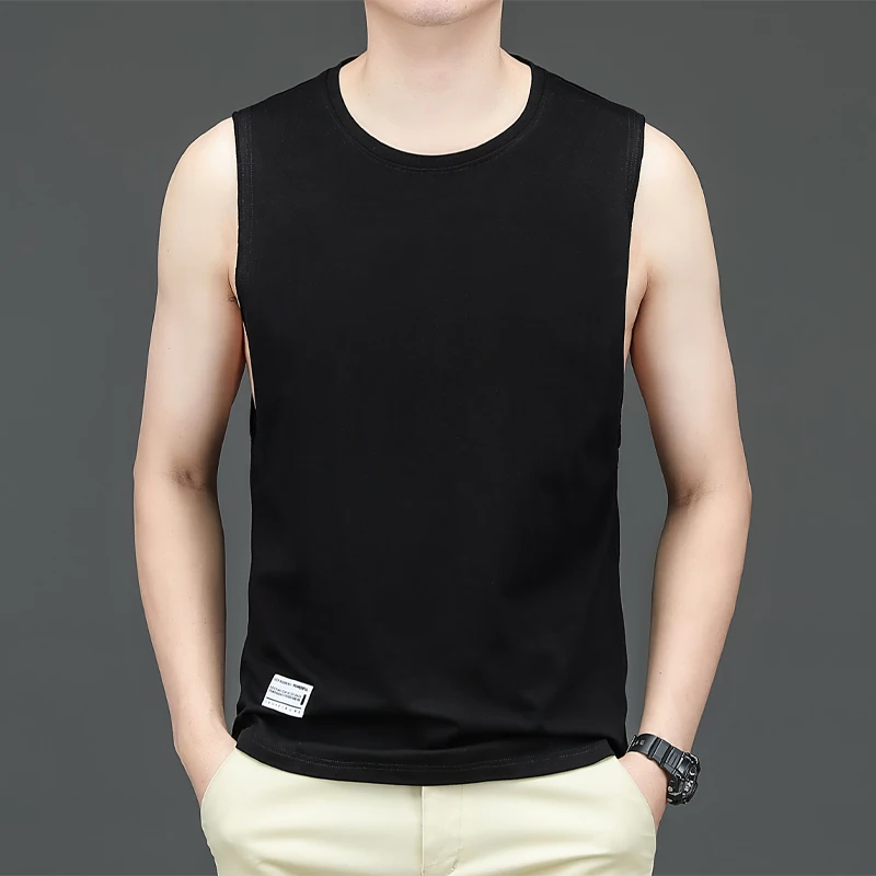 Fashion O-Neck Spliced Loose Korean Tank Tops Men's Clothing 2024 Summer New Casual Pullovers All-match Sleeveless Tee Shirt