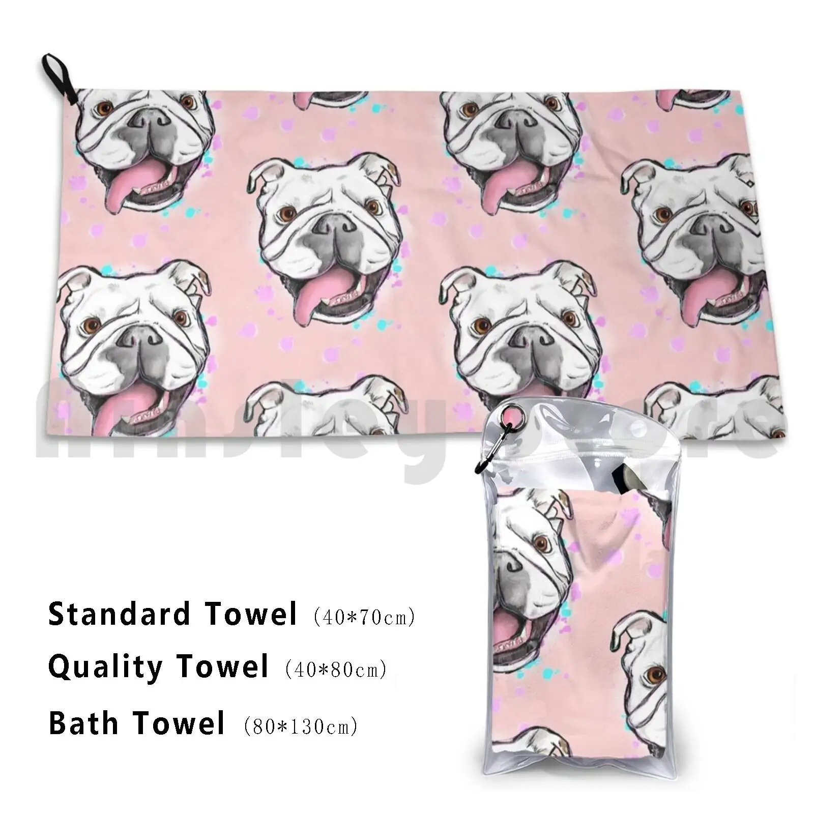 Princess Buttercup In The Pink Bath Towel Beach Cushion 3157 Bulldog English Bulldog Bully Dog Pet