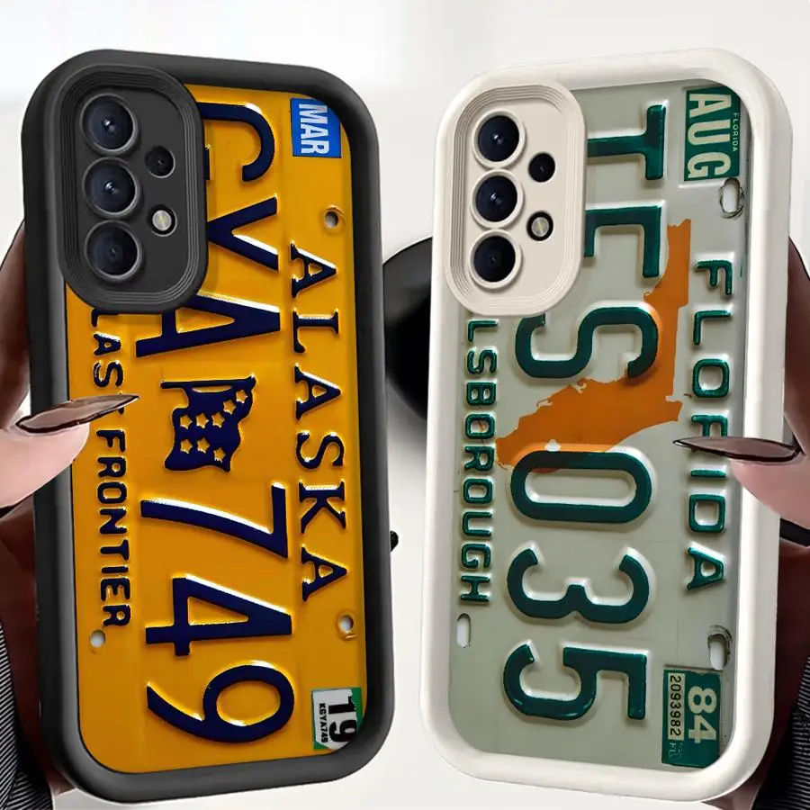 Vehicle License Plate Phone Cover Case for Samsung Galaxy A16 A51 A73 A34 A12 A13 A56 A35 A36 A53 A54 A23 A15 A71 A72 A26 A32