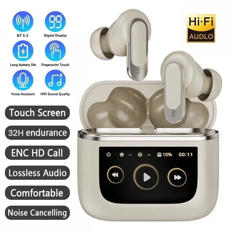 Silnek V8 Tour Pro 2 auriculares con pantalla táctil ANC ENC cancelación de ruido inalámbrico en el oído Auriculare Bluetooth Inalambrico auriculares