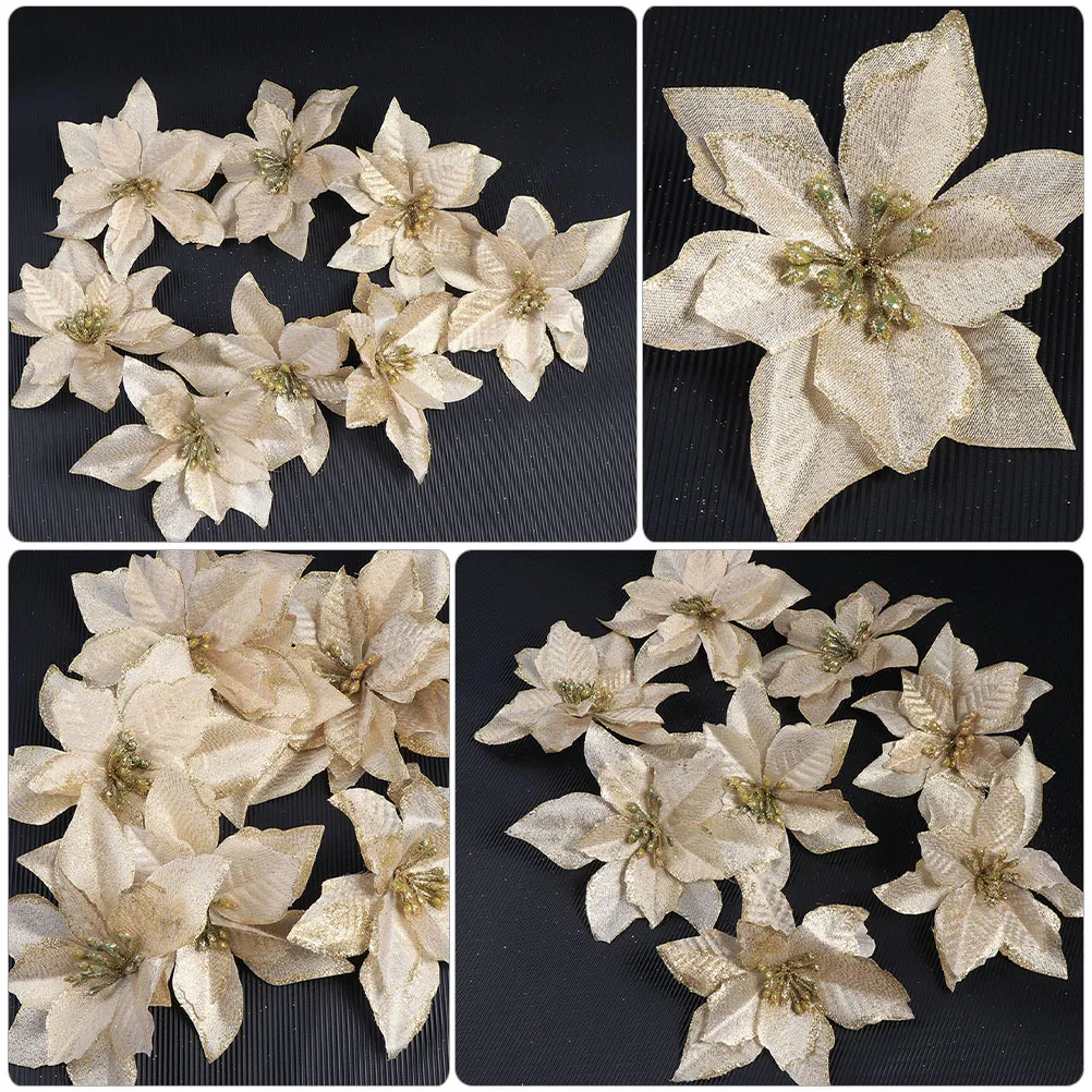 

15Pcs Christmas Flower Decoration Small Plastic Xmas Tree Flowers Simulation Props for Festive Xmas Atmosphere