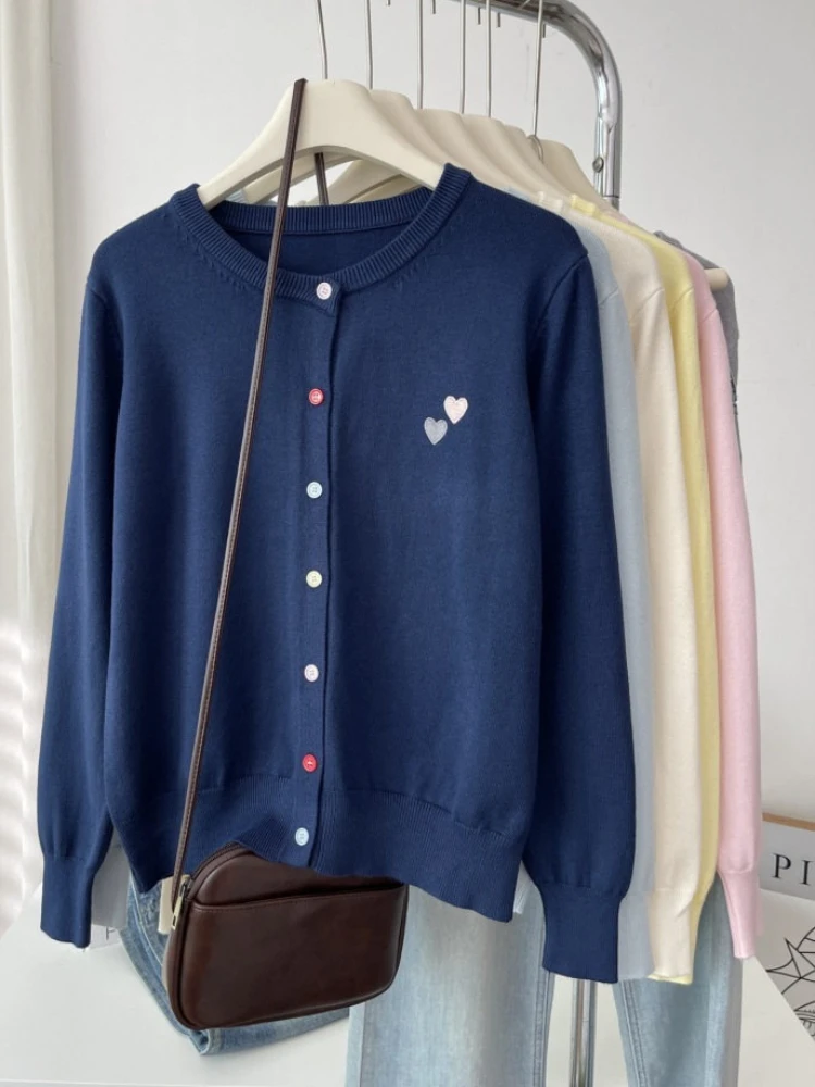 Long Sleeve Unique Colorful Buttons Tops 2026 Autumn Winter Elegant Embroidered Women Knit Cardigan Fashion Versatile Sweater