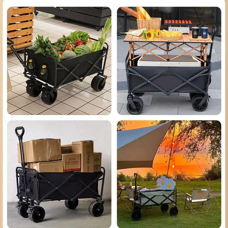 Special foldable trolley for street stalls, outdoor camp shopping cart, camping picnic car, portable