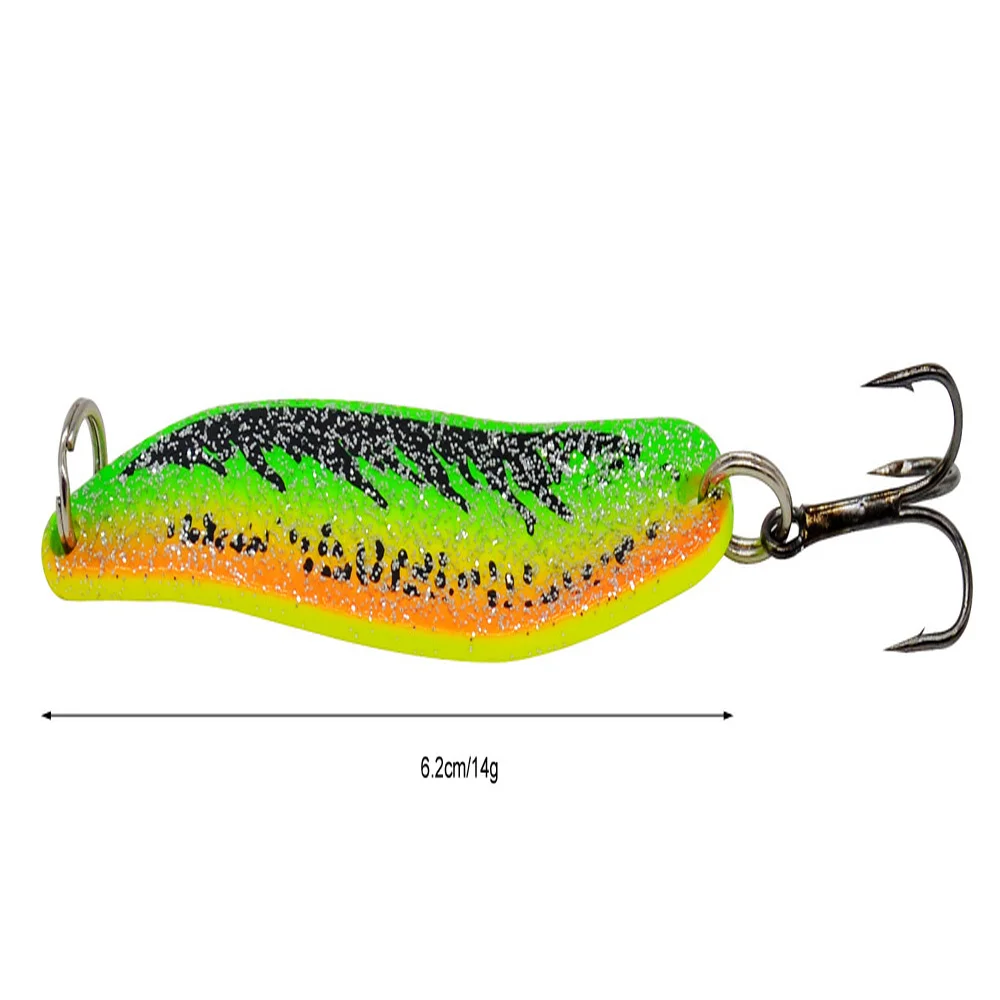 Hard Fishing Spoon Fish Scale Reflective Pattern Multi Size Options 3D Eyes Glitter Metal Bait for Bass