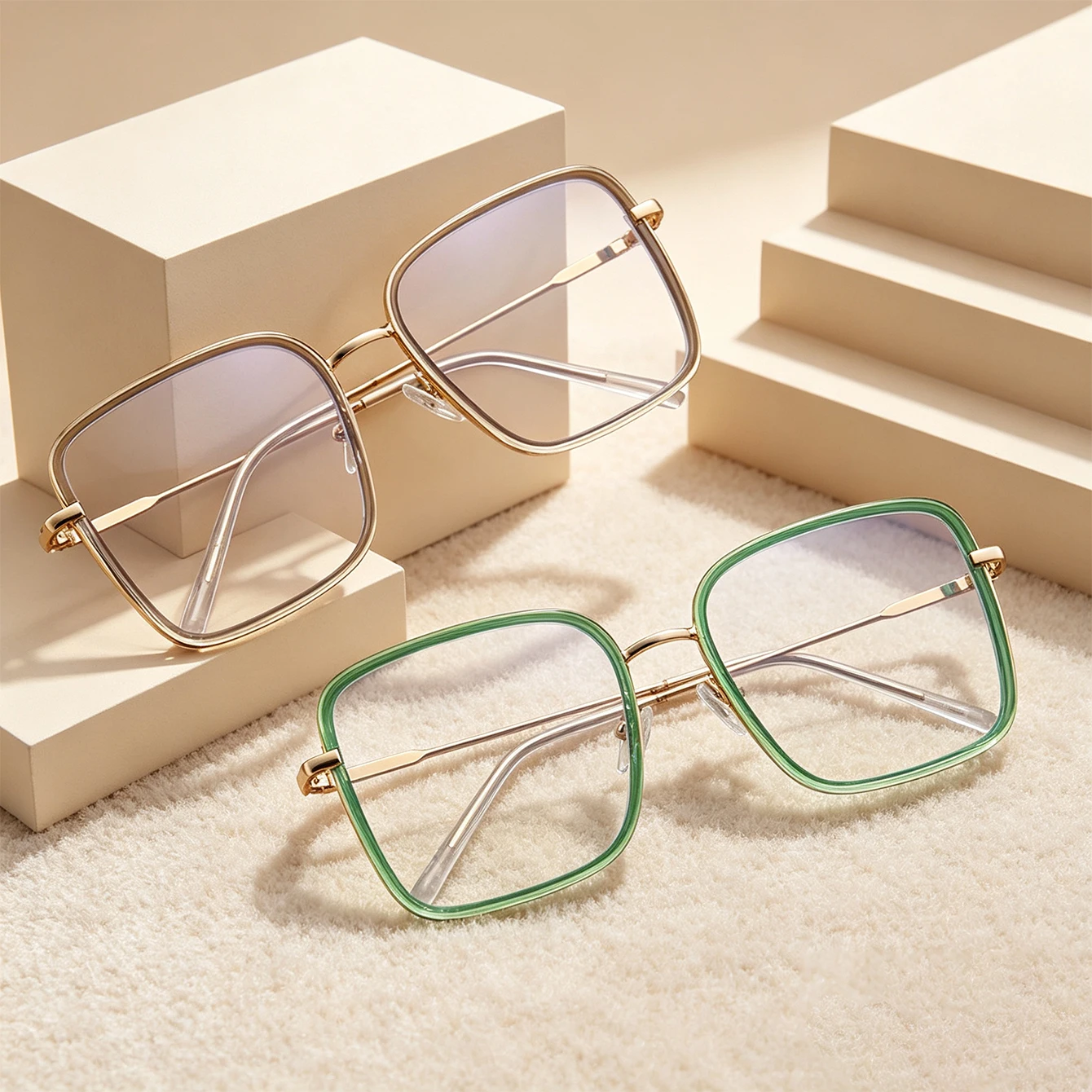 1pc Square Anti Blue Light Glasses Thin Metal Rim Full Frame Non-Prescription Eyeglasses for Women Men Daily Street Style Casual