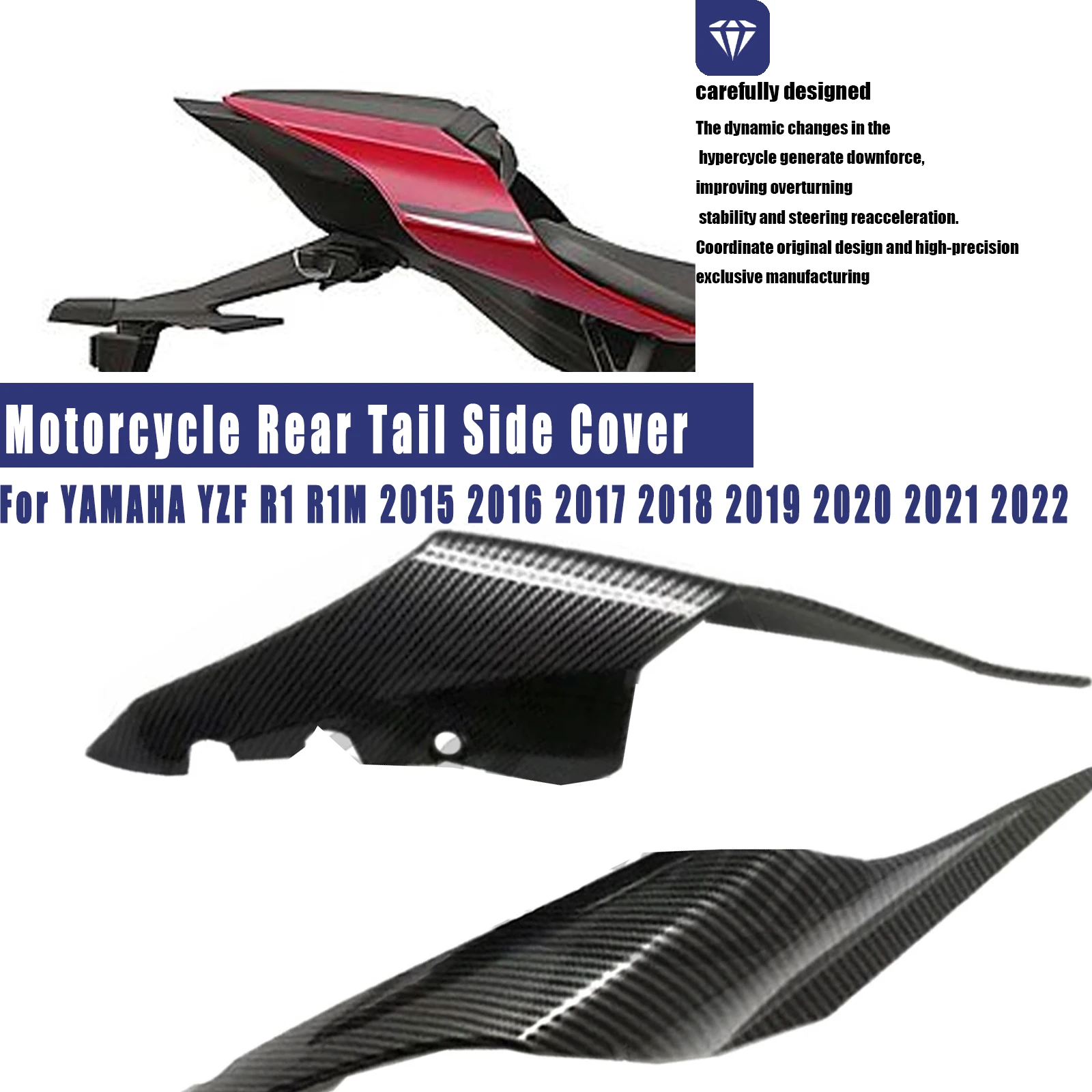 Motorcycle Rear Tail Side Cover For YAMAHA YZF R1 R1M 2015 2016 2017 2018 2019 2020 2021 2022 Cowl Fairing Panel Fit