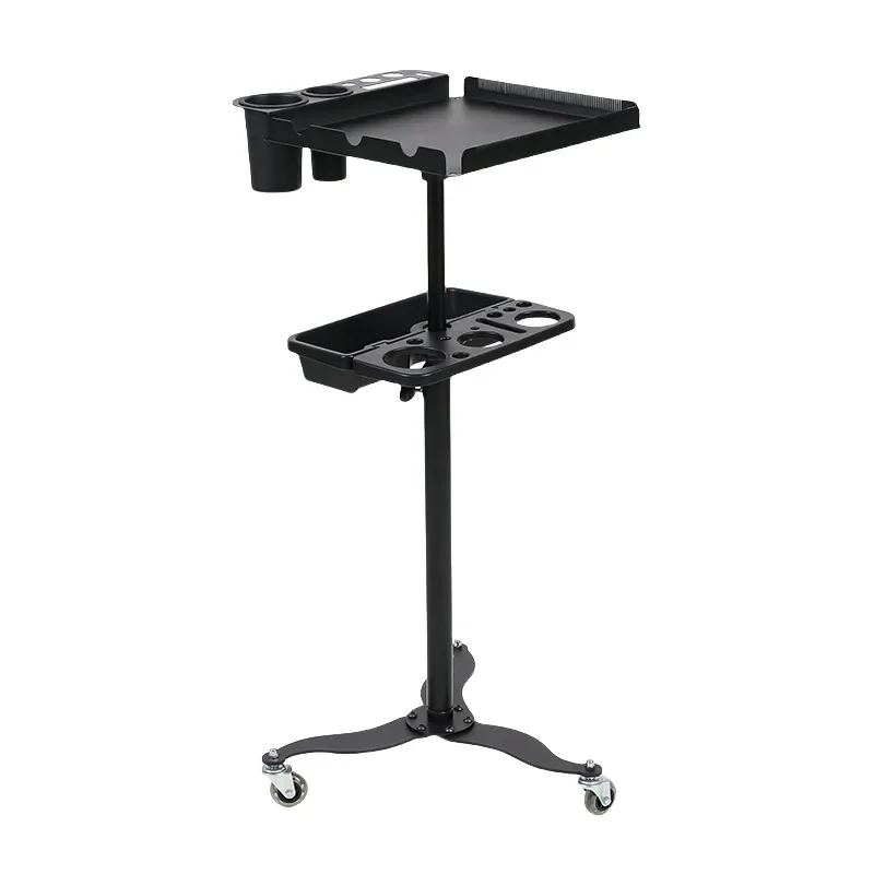 Adjustable Double Layer Hair Extension Trolley Rolling Wig Storage Cart Salon Dyeing Tool Organizer Display Rack for Beauty