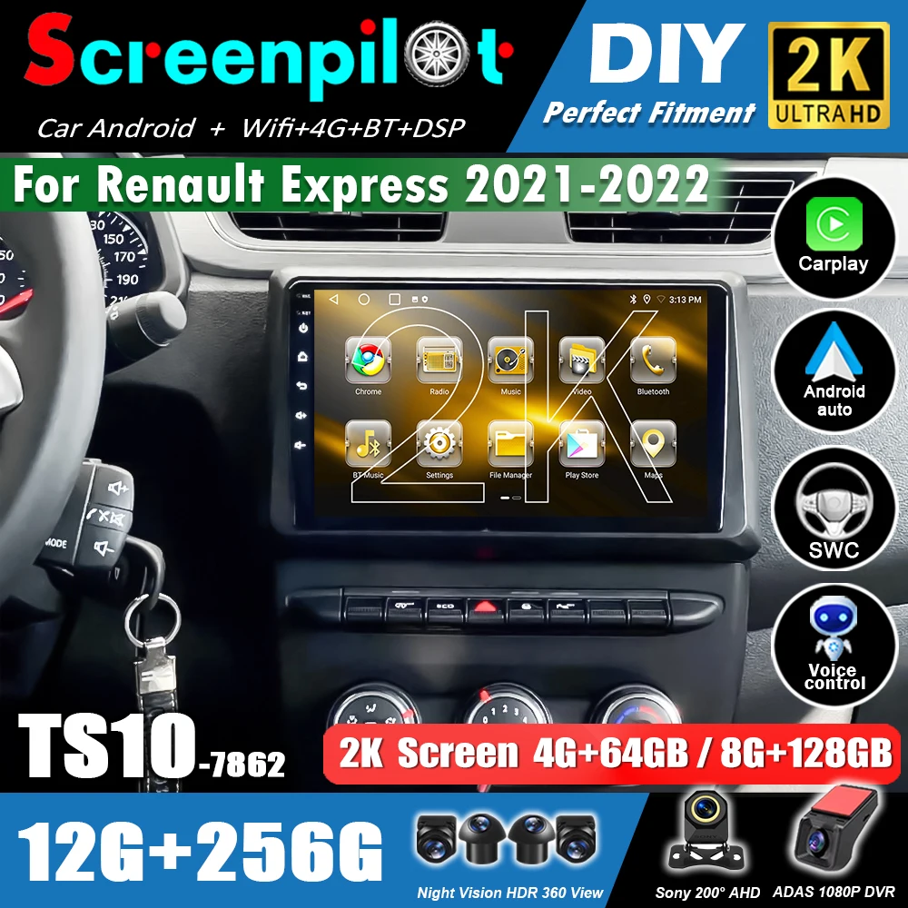 carradio For Renault Master Express 2021-2022 Android 16 Stereo Head Unit Video Player GPS Touch Screen CARPLAY 8Core Wifi 4G 2K