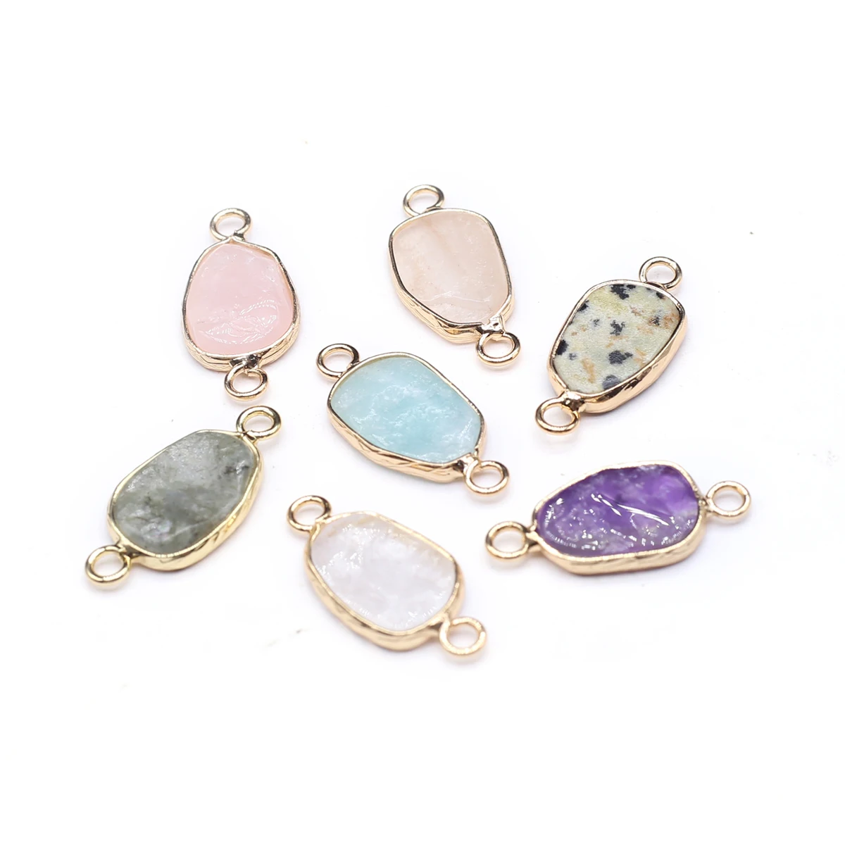 

10 Pcs Irregular Shape Random Healing Crystal Stone Connectors Agate Pendant Charms for Making Jewelry Necklace Gift