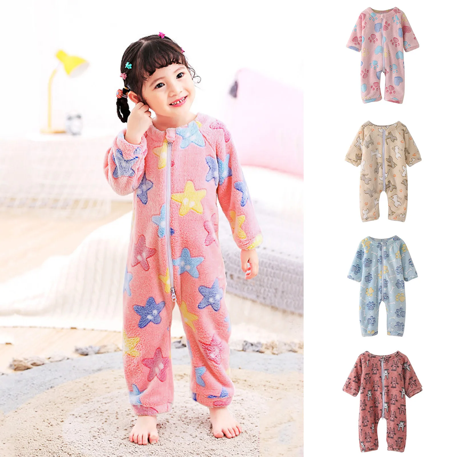 Baby Girls Cute Warm Rompers Jumpsuit Clothes Autumn Infant Boys Overalls Kids Flannel Clothing One-Pieces Rompers 1-4 Years Old