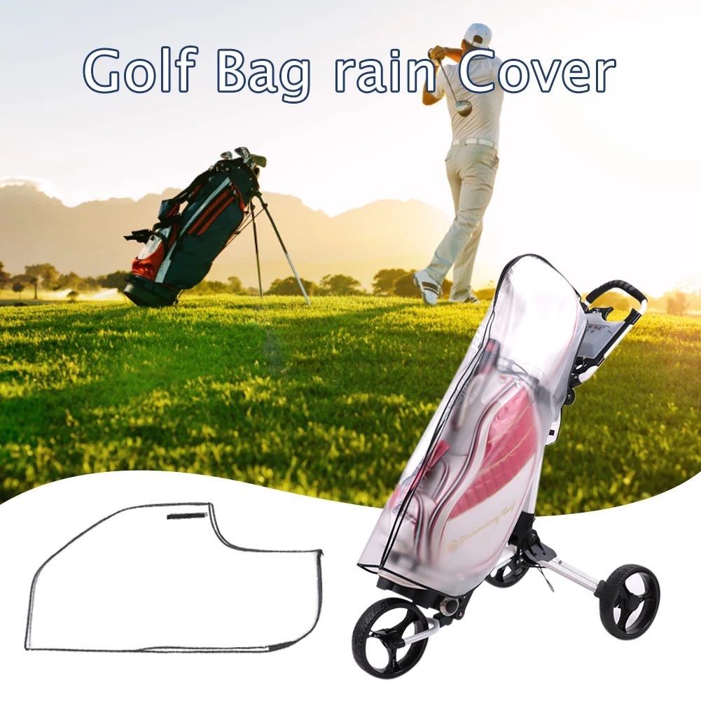 PVC Golf Bag Rain Cover Translucent Golf Bag Waterproof Cover with Zipper Golf Pole Bag Cover Portable Outdoor Golf Supplies