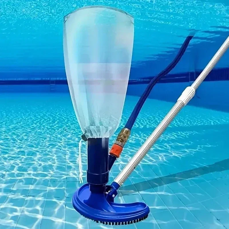 

Portable Vacuum Jet Underwater Cleaner Crescent Shaped Professional Cleaning Tool with Brush Bag Blue for Swimming Pools Pond