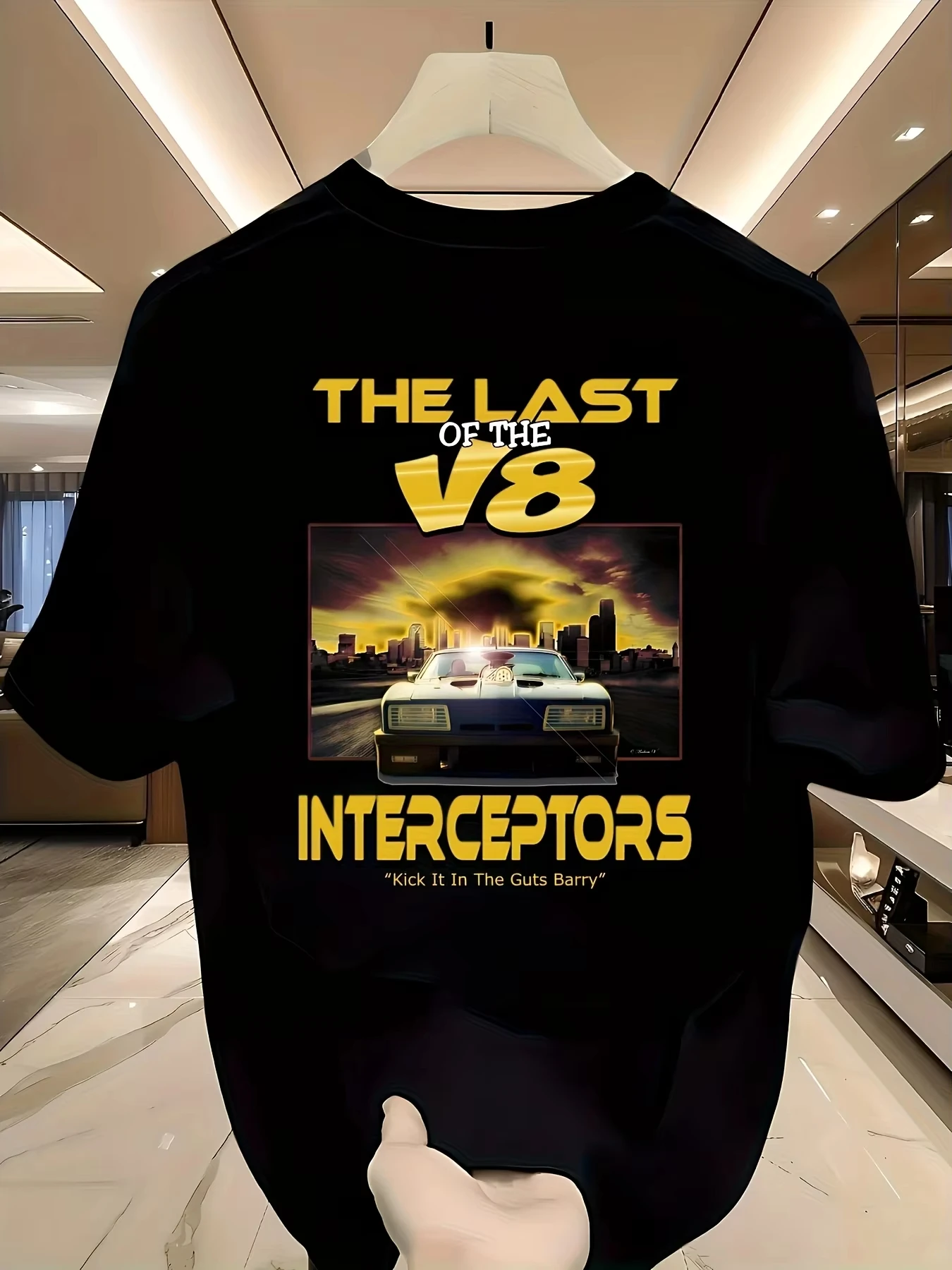 2026 Unisex Mad Max Interceptor V8 Engine T-Shirt - Post-Apocalyptic Movie Collectible Tee with Iconic Car Design Back to Black
