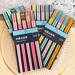 5Pairs Chinese Chopsticks Reusable Mixed Color Chopstick Sushi Food Sticks Household Tableware Kitchen Tools Party Supplies