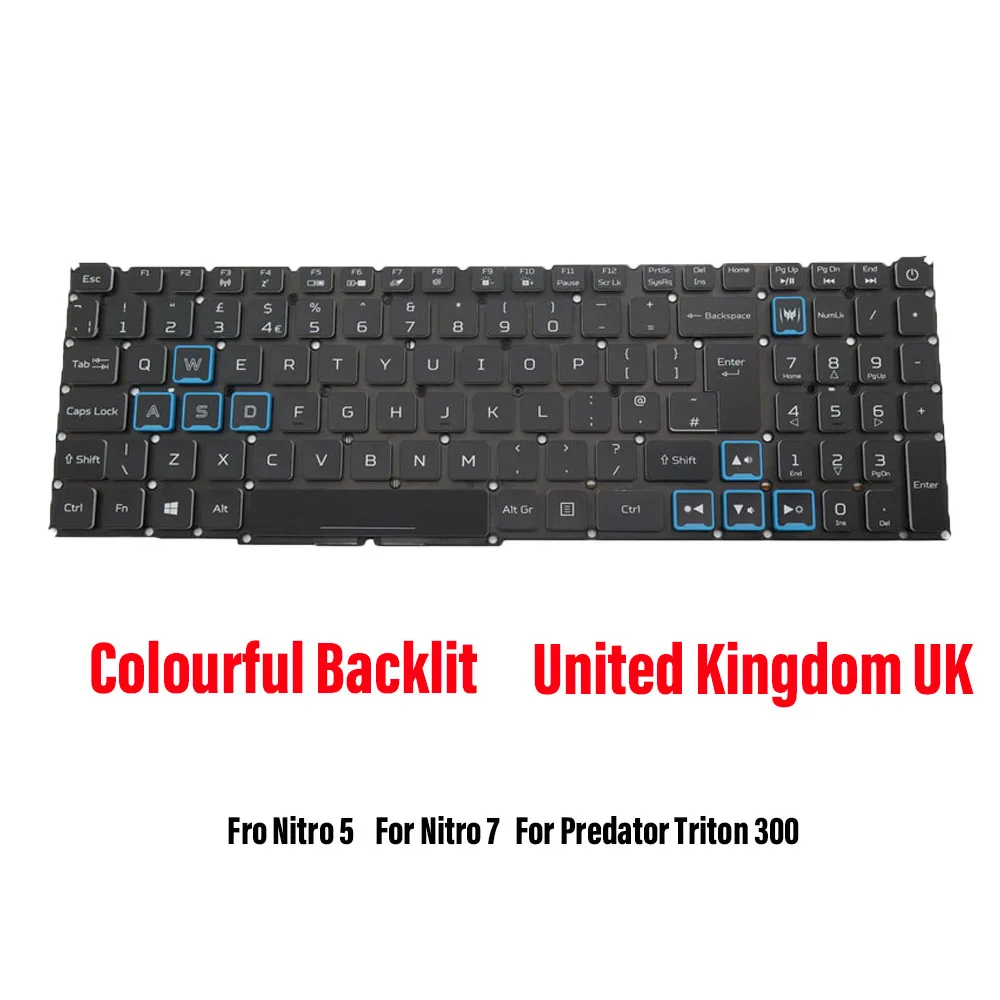 Laptop Colourful Backlit Keyboard For ACER AN515-43 AN515-46 AN515-47 AN515-54 AN515-55 AN715-51 AN715-52 United Kingdom UK New