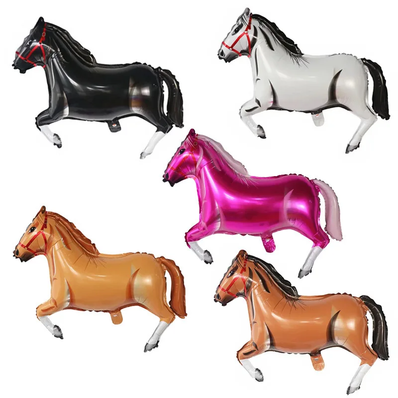 33Inch Large Foil Horse Balloon Red Black Mylar Balloons for Birthday Party Decor Kids Classic Toy Animal Foil Balloon