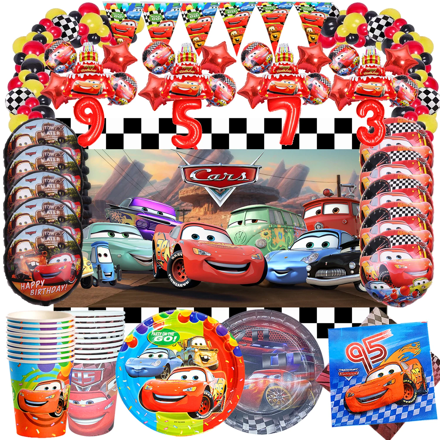 

Kids Favors Lightning McQueen Tableware Cups Plates Gift Bags Birthday Party Decoration Racing Car Party Supplies for Boys Girl