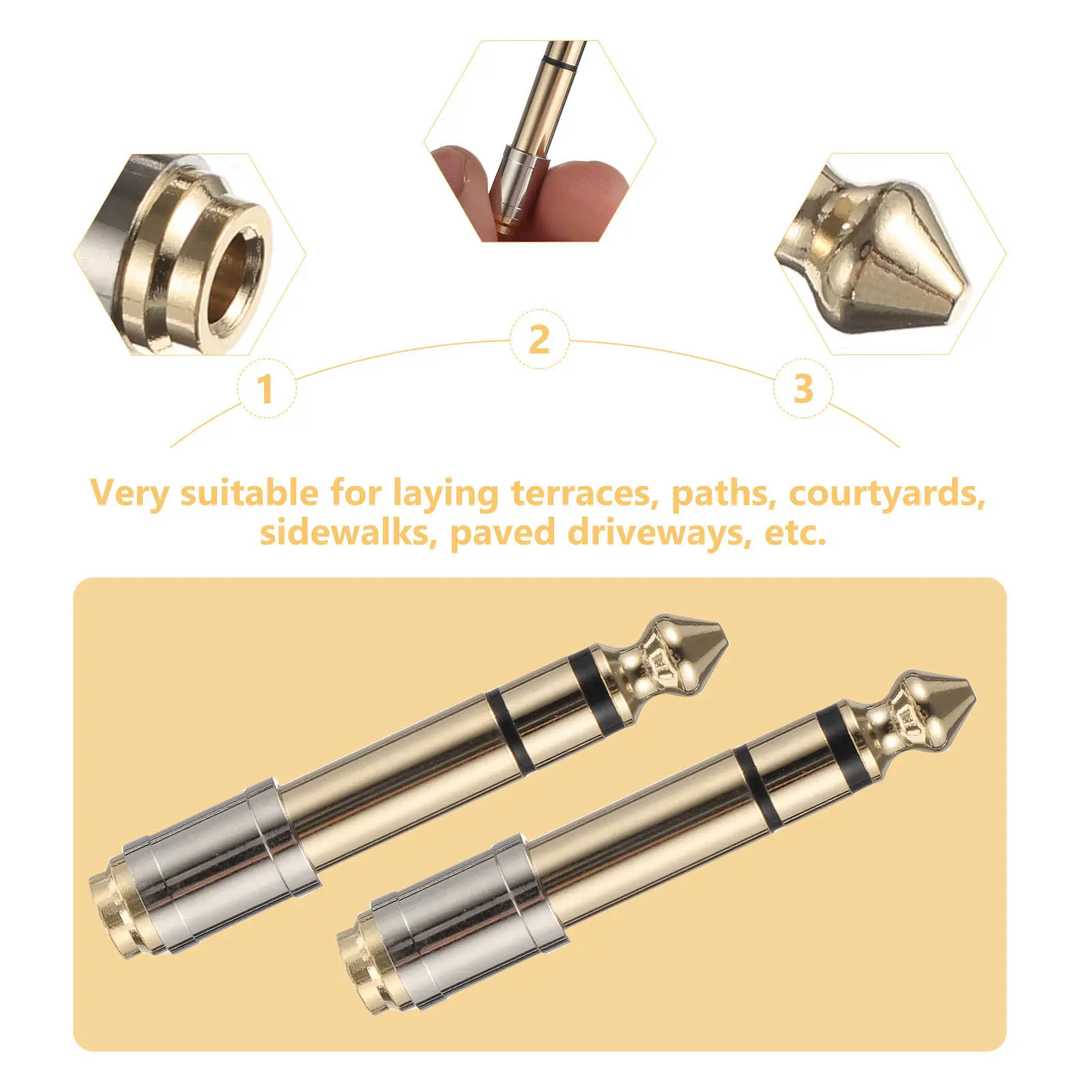 

2Pcs Gold Plated Headphone Jack Adapter 6.35mm to 3.5mm Copper Audio Converter for Amplifier Mixer Microphone Speaker Keyboard