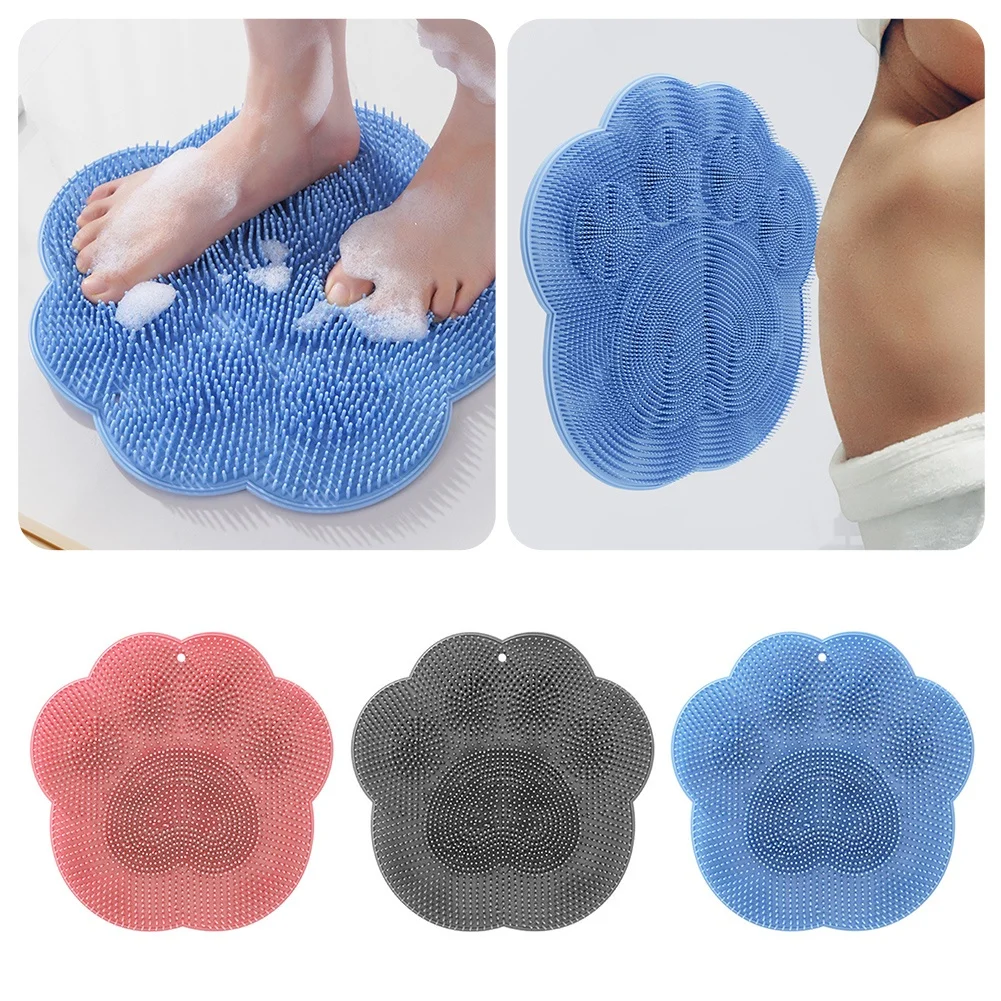 

Silicone Shower Foot Scrubber Mat Wall Mounted Foot Back Cleaning Pad Back With-Massage Nodes–Exfoliating Non-Slip Bathroom Part