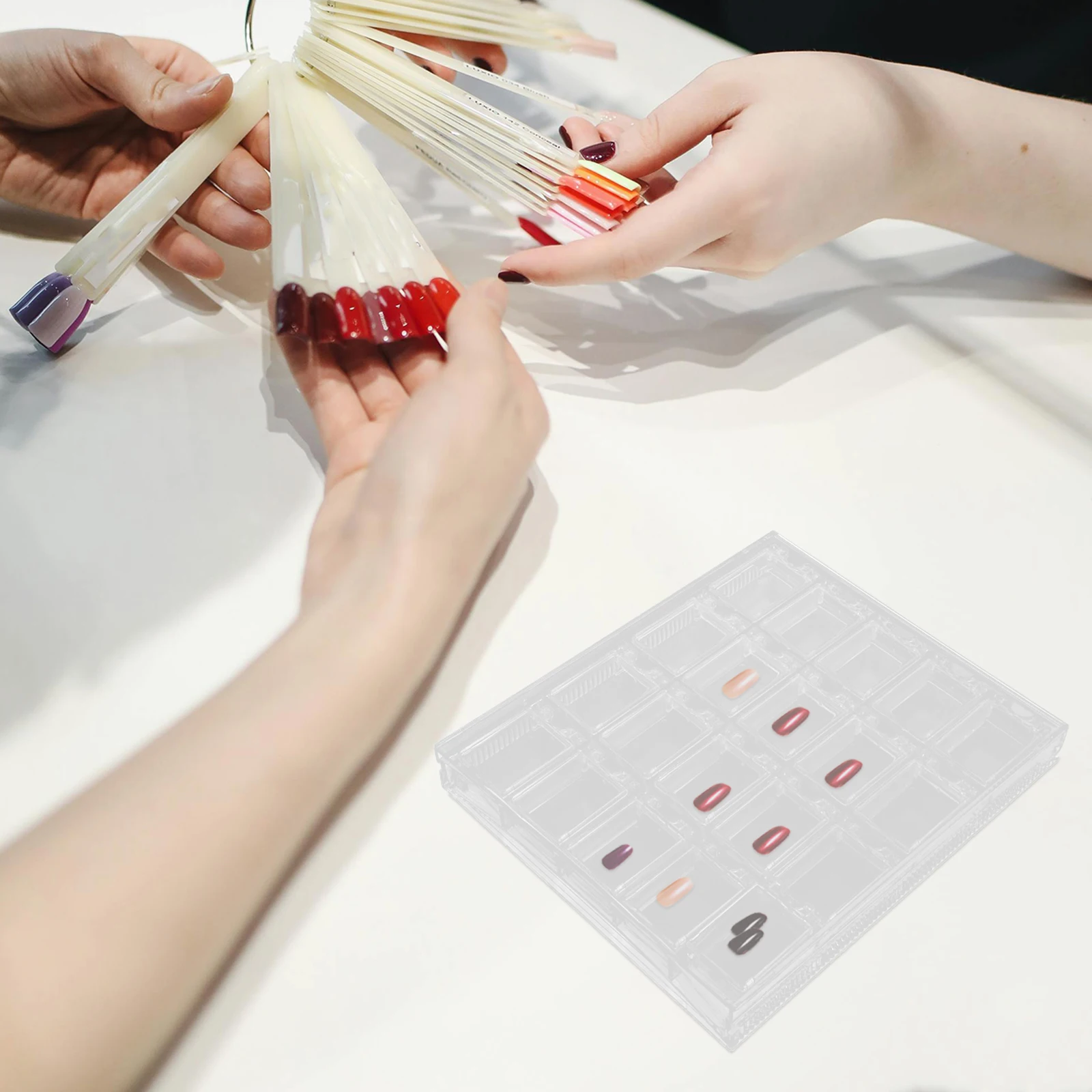 

Acrylic Nail Charm Organizer Transparent Storage Compartment Container Bead Display Case Glitter Rhinestone Box For Women